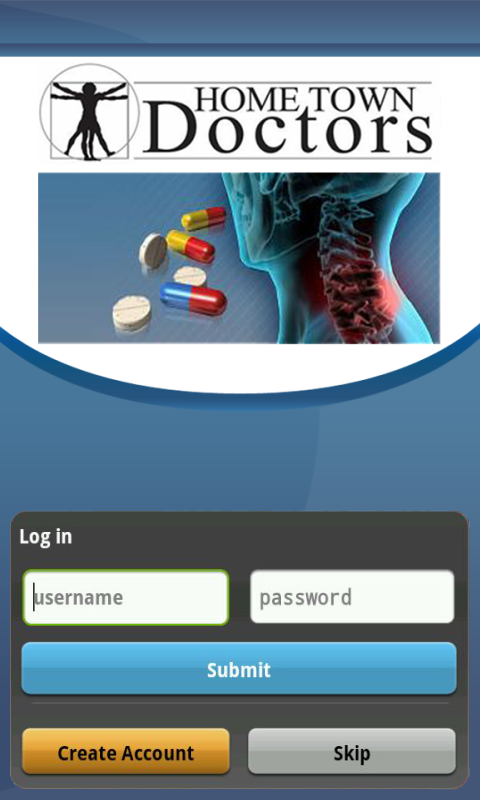 Home Town Doctors's android app login screen Home Town Doctors's android app login screen